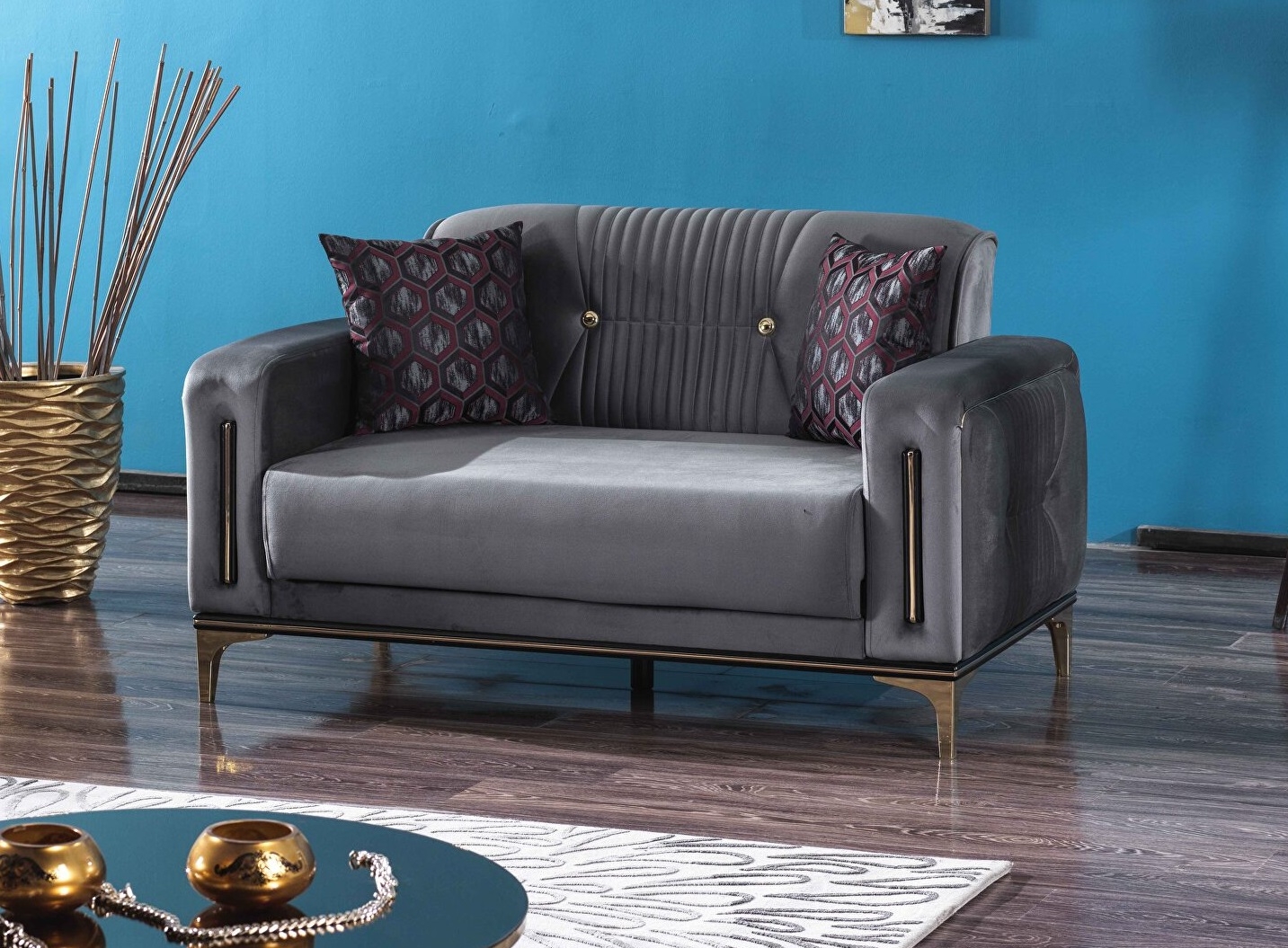 Angel Fabric Convertible Low Profile Living Set
