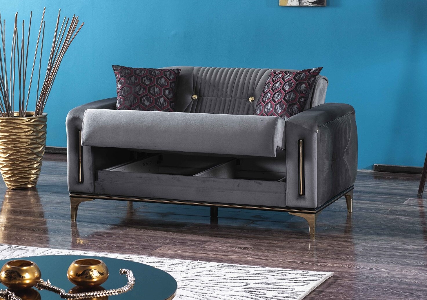 Angel Fabric Convertible Low Profile Loveseat