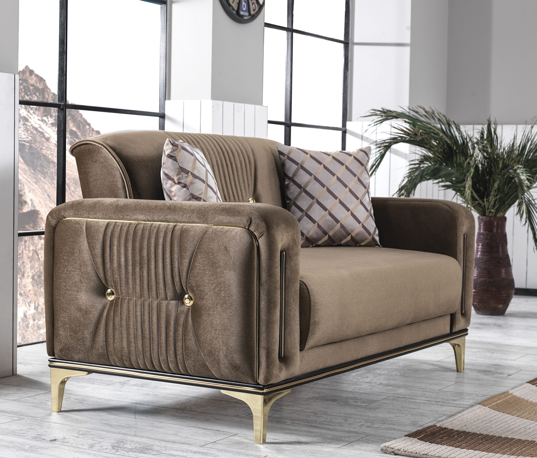 Angel Fabric Convertible Low Profile Living Set