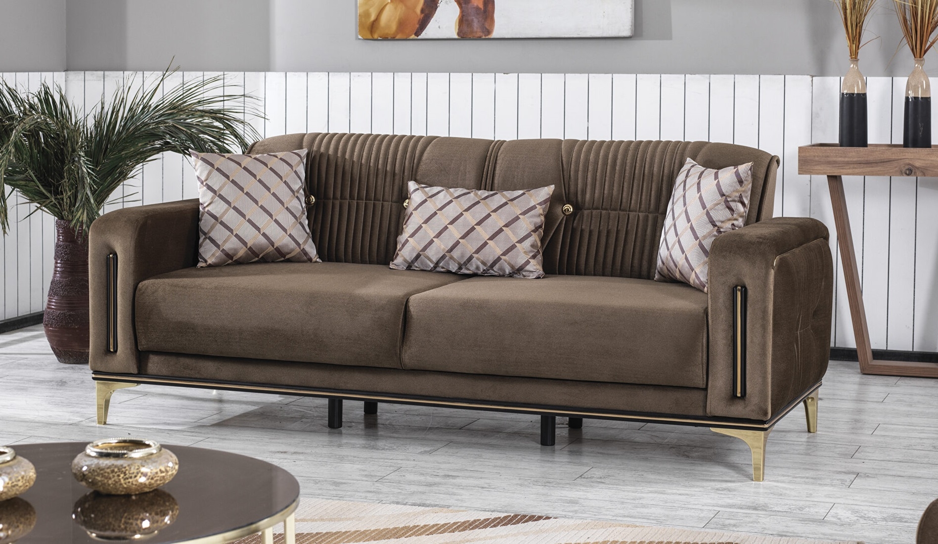 Angel Microfiber Fabric Convertible Low Profile Sofabed