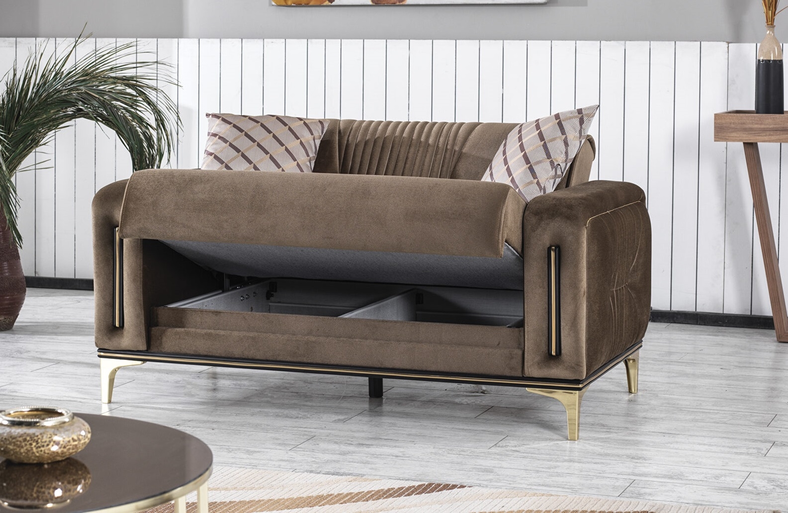 Angel Fabric Convertible Low Profile Living Set