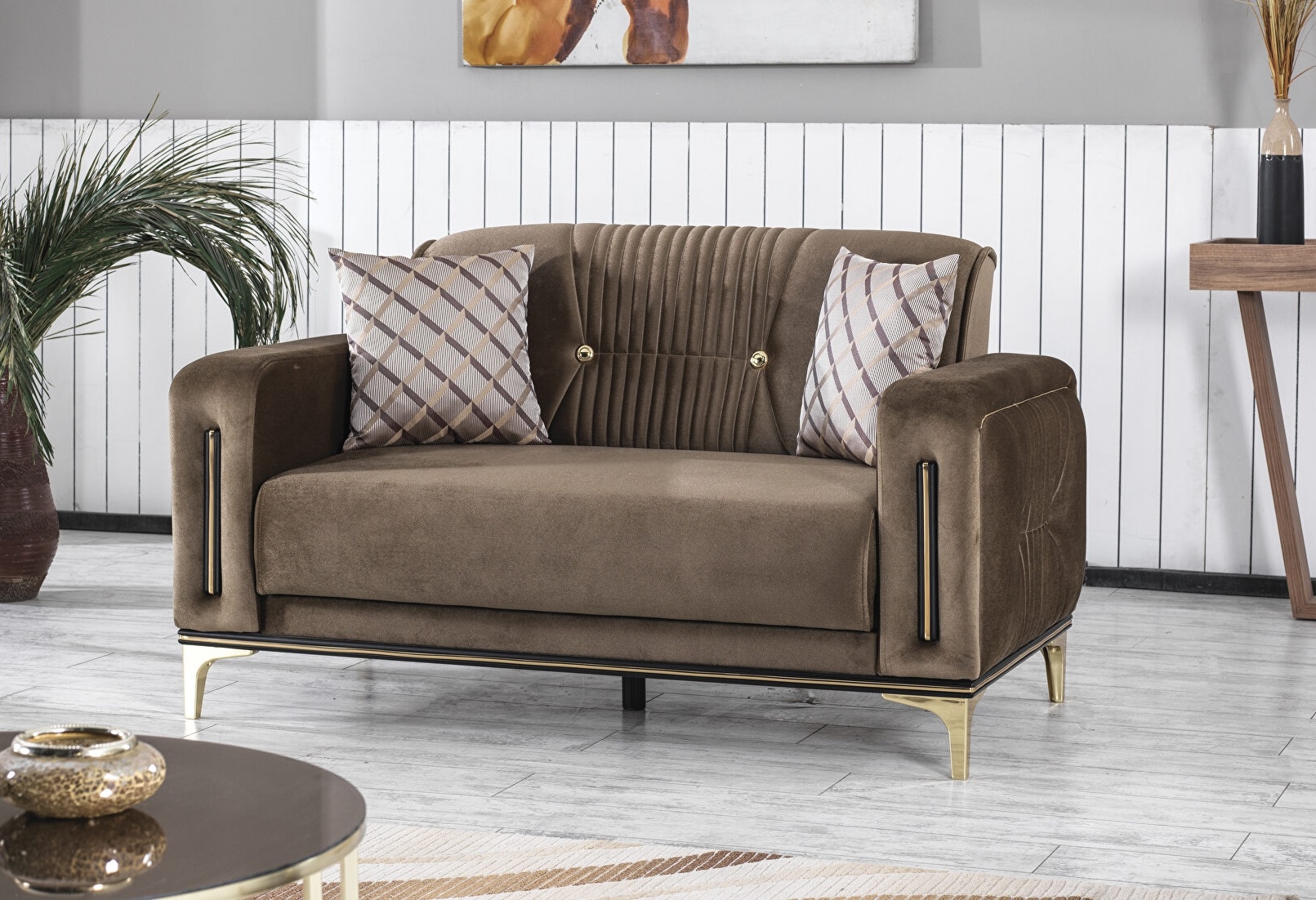 Angel Fabric Convertible Low Profile Living Set