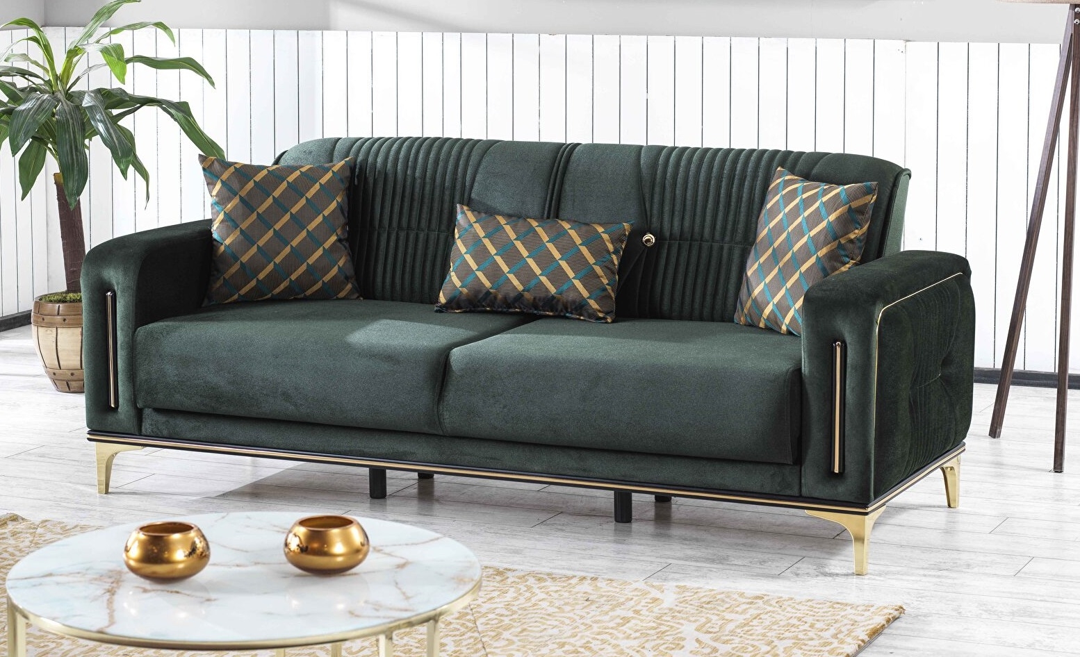 Angel Fabric Convertible Low Profile Living Set