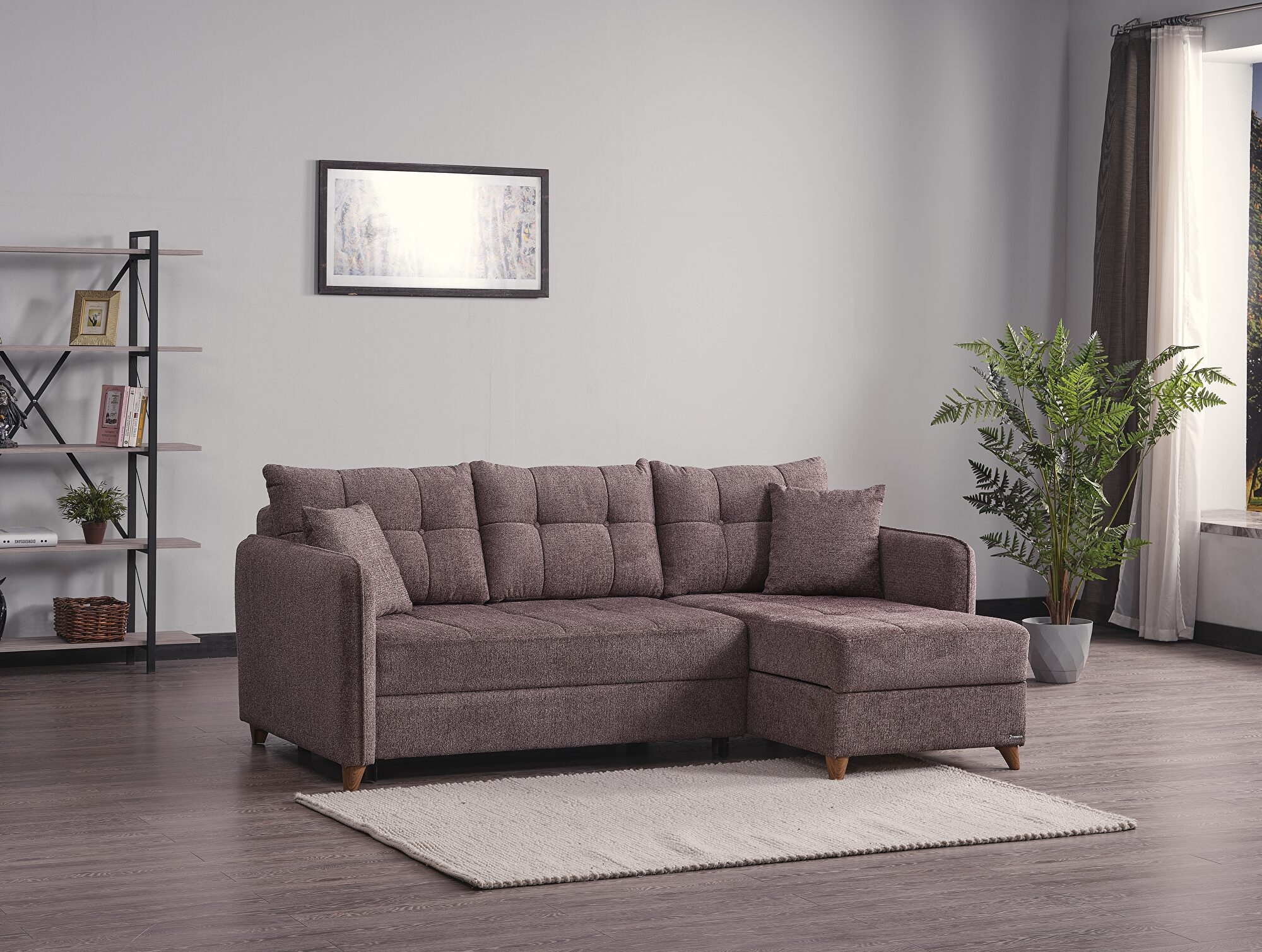 Brooklyn Fabric Convertible L-Shaped Sectional Sofa