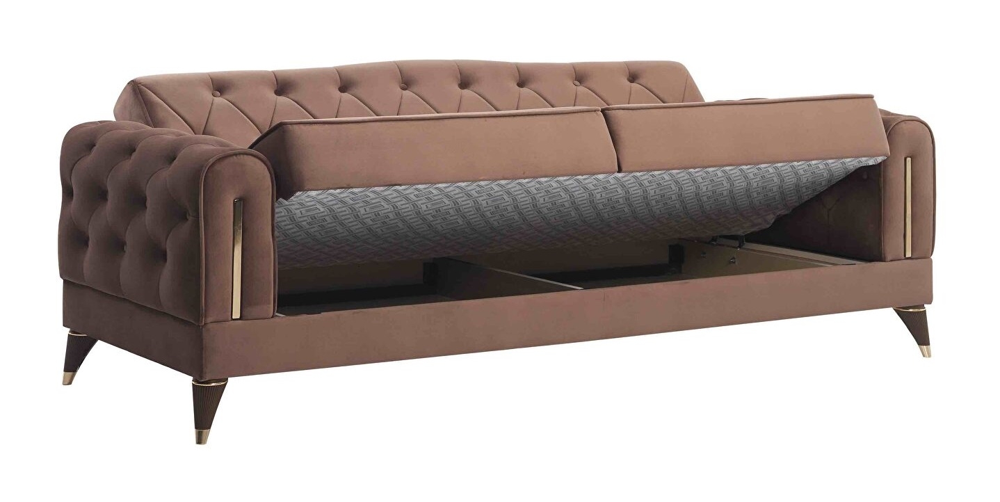 Calvin Fabric Velvet Low Profile Storage Sofabed