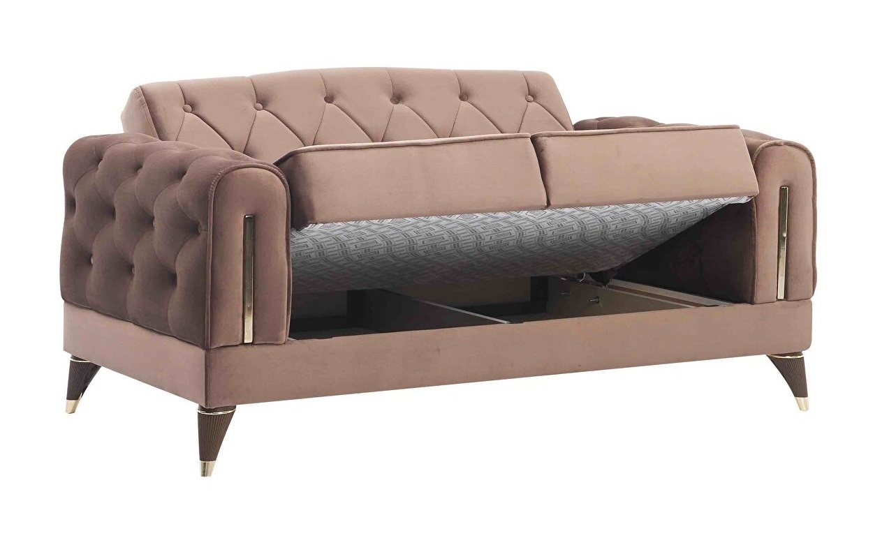 Calvin Fabric Velvet Low Profile Storage Loveseat