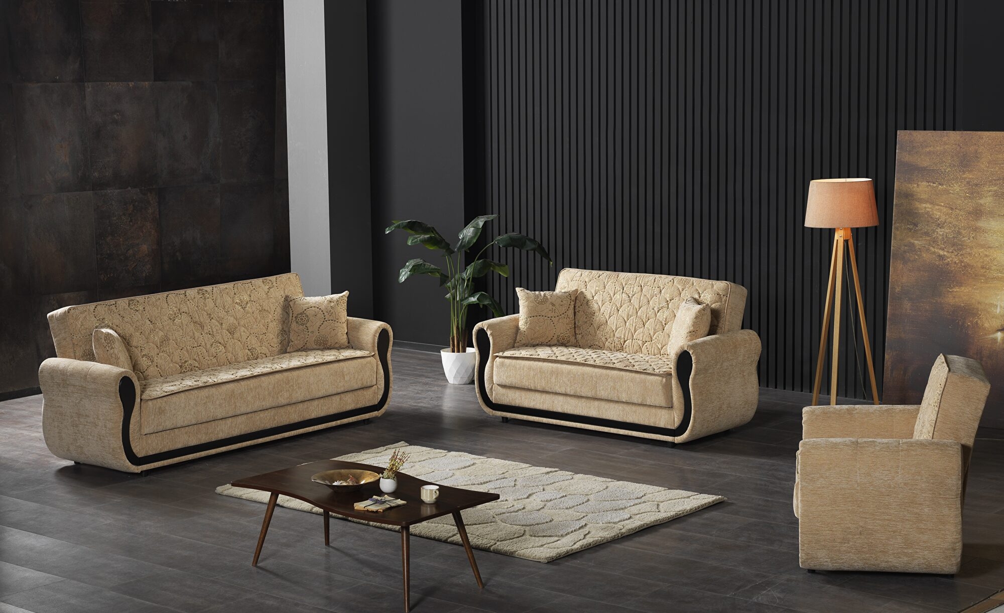 Havana Fabric Convertible Living Set
