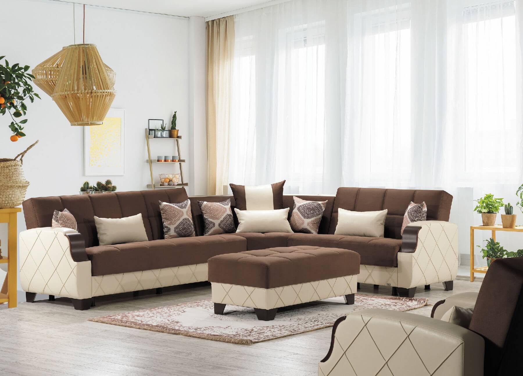 Molina Microfiber/Leatherette Convertible Modular Sectional Sofa, Composition 1