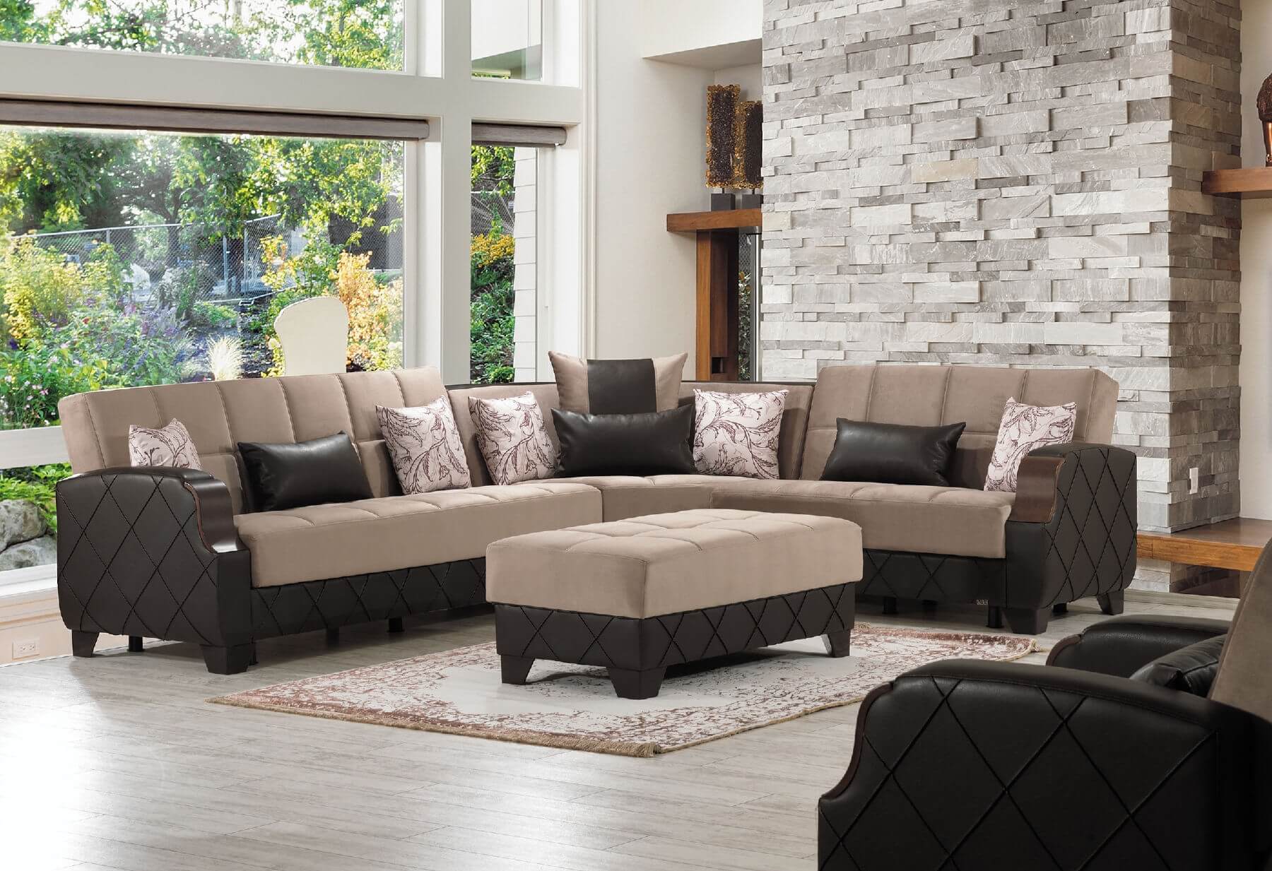 Molina Microfiber/Leatherette Convertible Modular Sectional Sofa, Composition 1