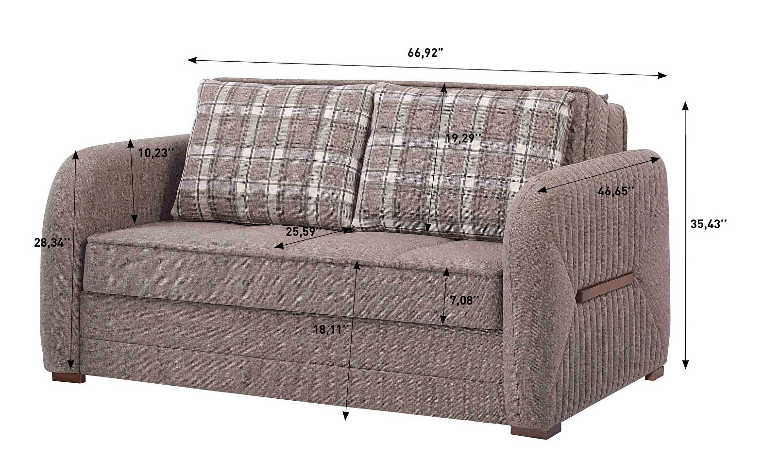Speedy Fabric Convertible Loveseat