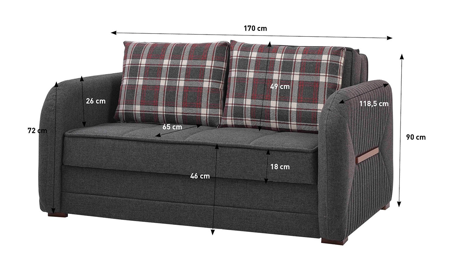 Speedy Fabric Convertible Loveseat