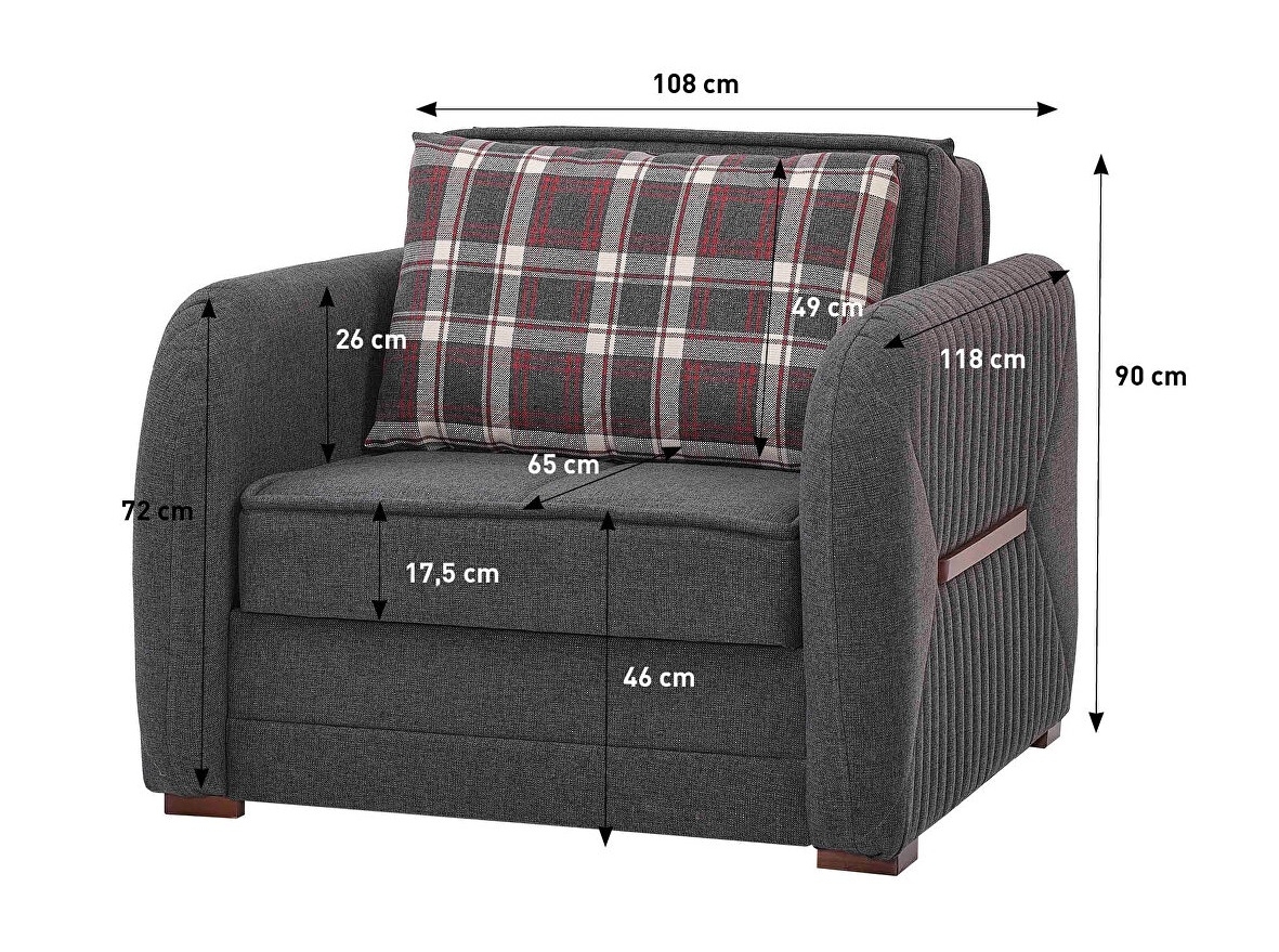 Speedy Chenille Fabric Convertible Chair