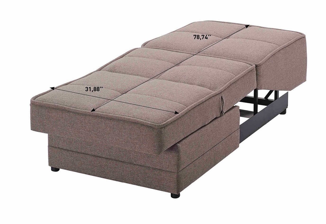 Studio Chenille Fabric Storage Convertible Sleeper Chair