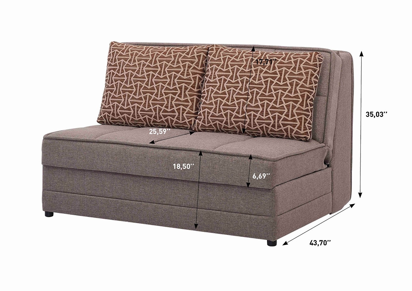 Studio Chenille Fabric Storage Convertible Sleeper Loveseat