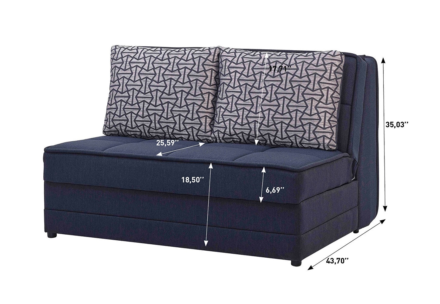 Studio Fabric Storage Convertible Sleeper Loveseat