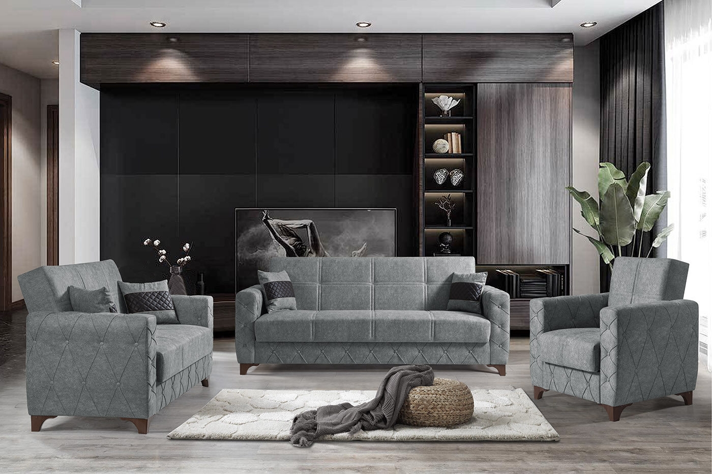 Sultan Fabric Convertible Living Set