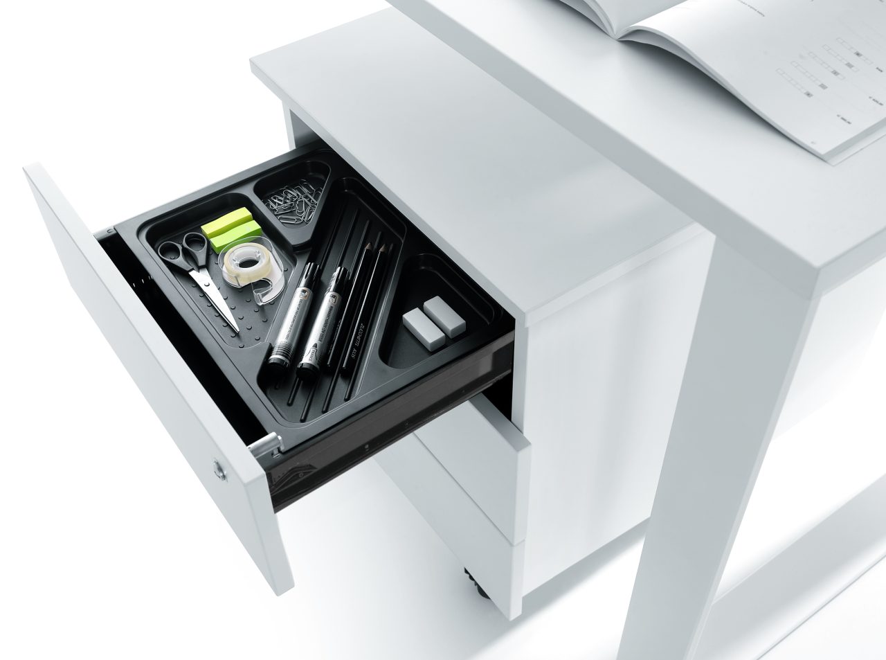 Standard Office Lockable Mobile Pedestal w/Drawers & Pencil Tray