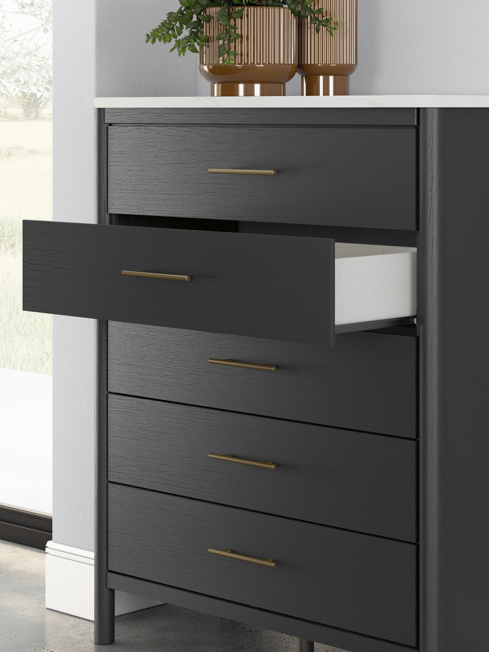 Cadmori Wood/Fabric Upholstered Panel Bedroom Set