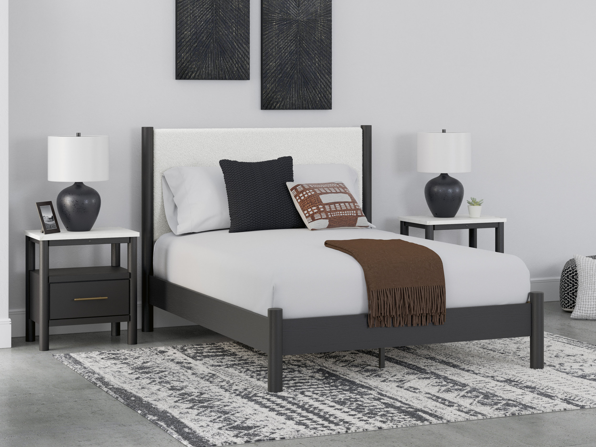 Cadmori Wood/Fabric Upholstered Panel Bedroom Set