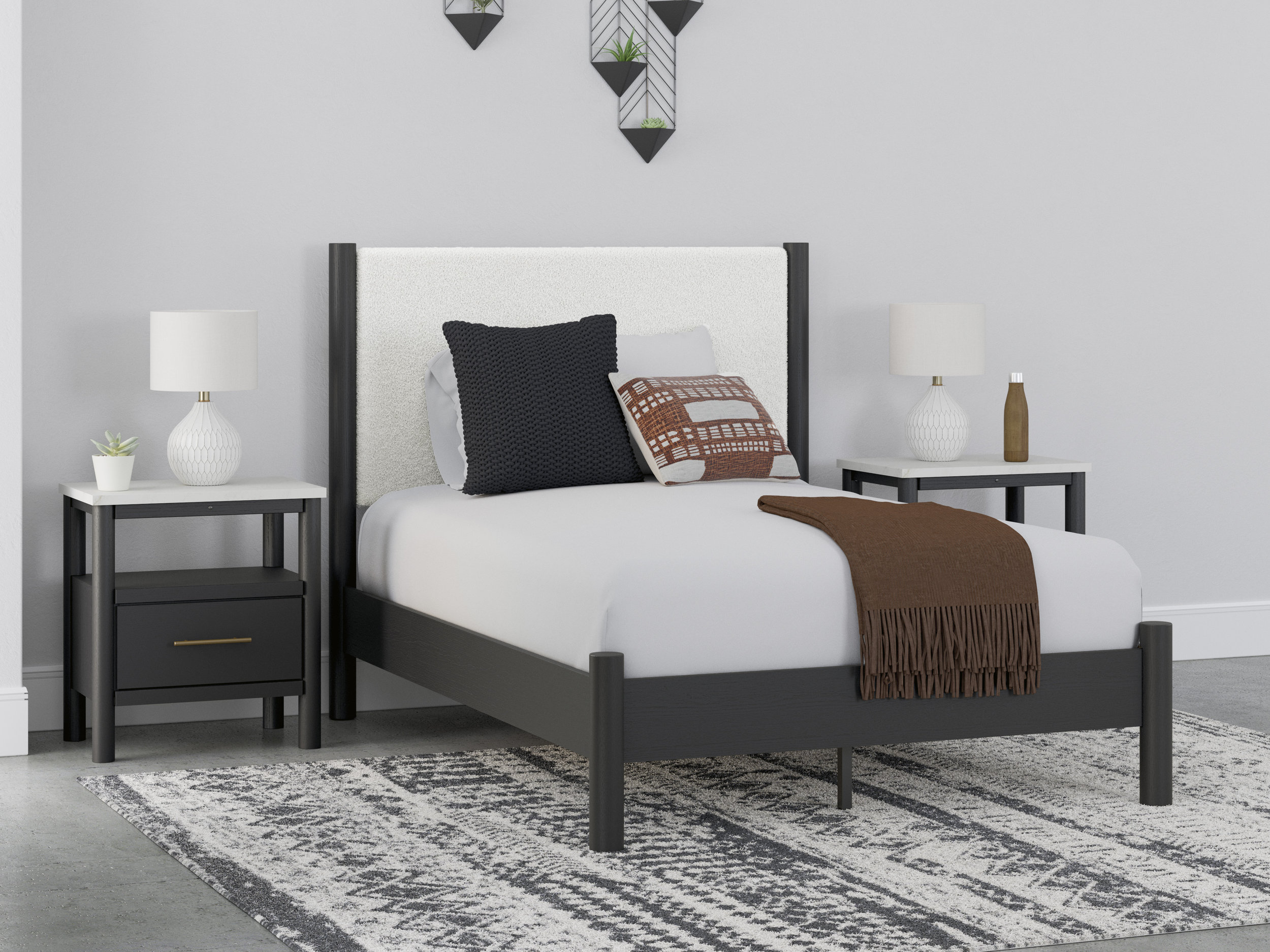Cadmori Wood/Fabric Upholstered Panel Bedroom Set
