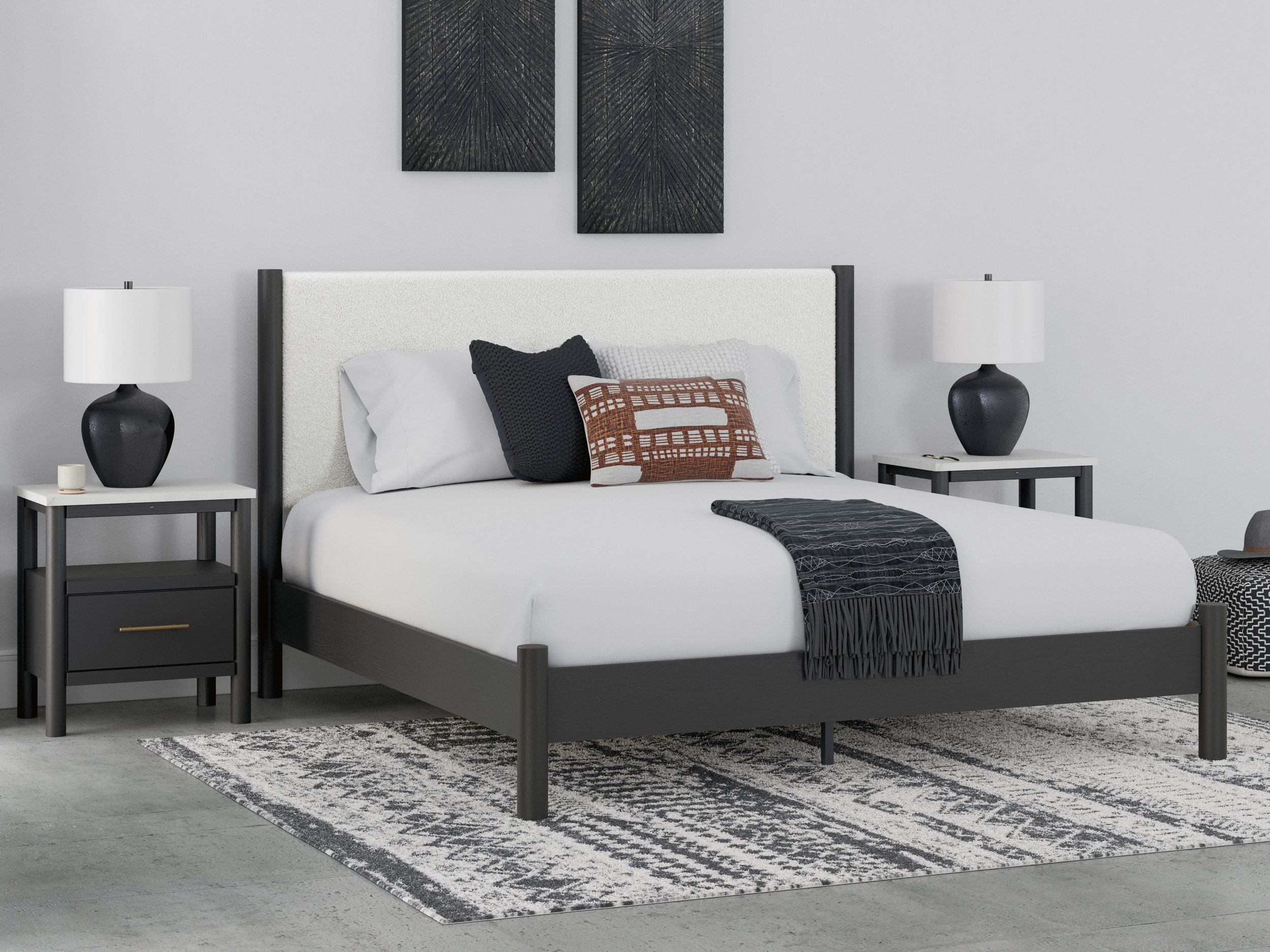 Cadmori Wood/Fabric Upholstered Panel Bedroom Set