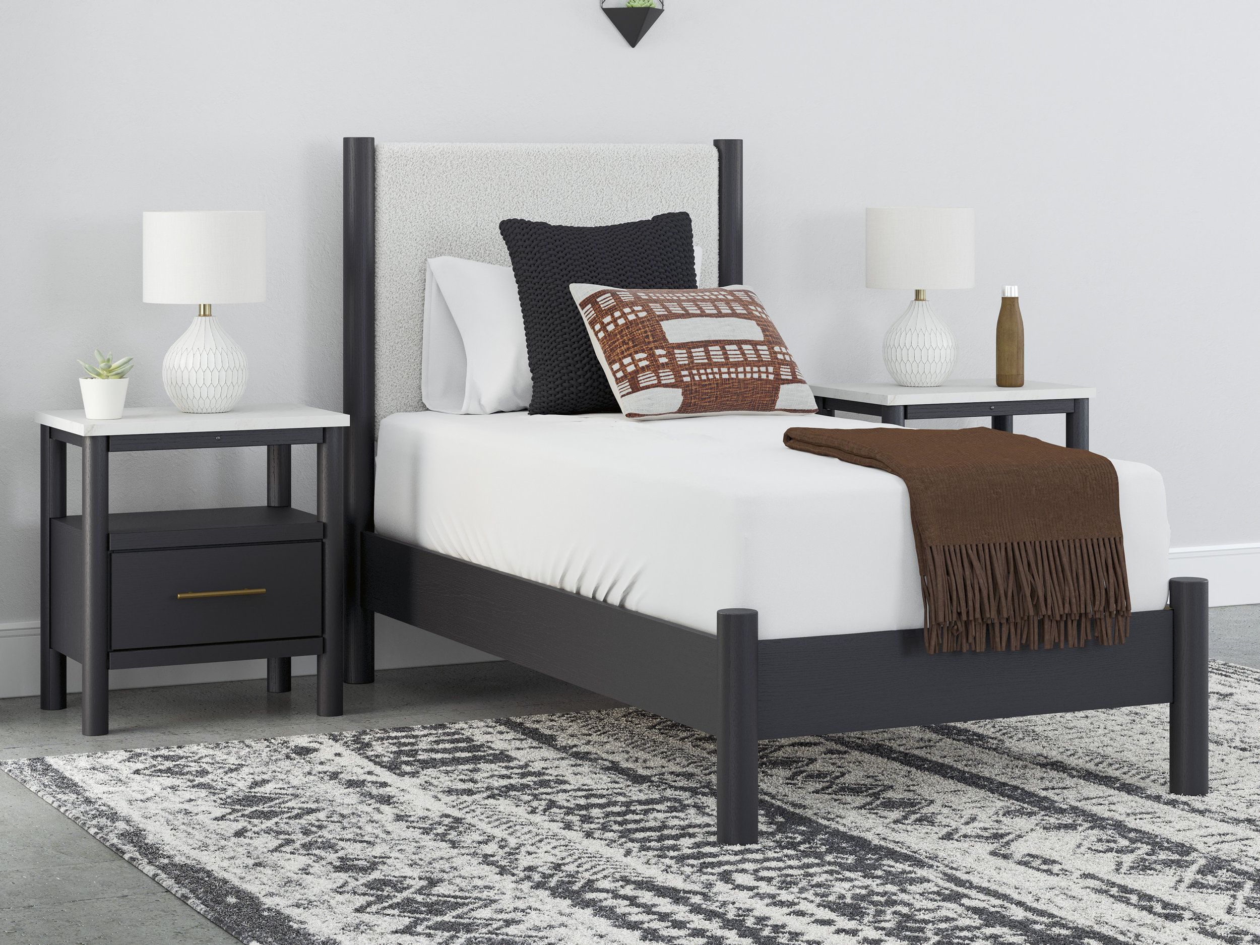 Cadmori Wood/Fabric Upholstered Panel Bedroom Set