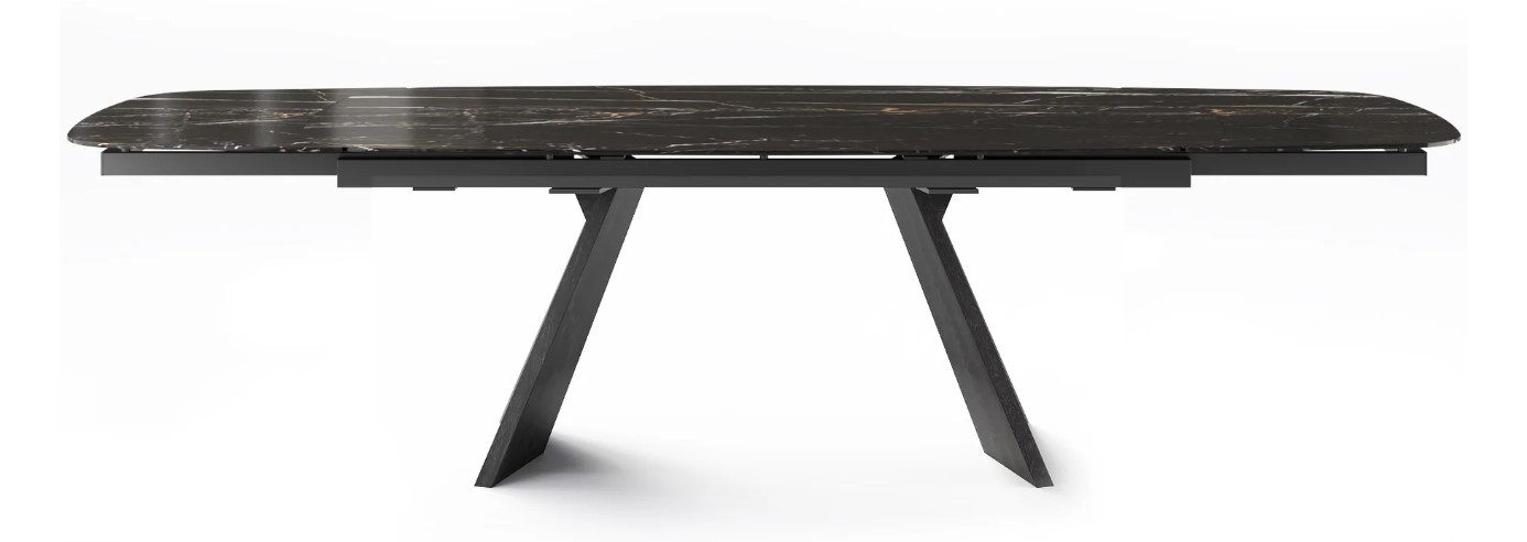 Icaro W78.8"-116.6" Rectangular Ceramic/Wood Veneer Extendable Dining Table w/Rounded Corners