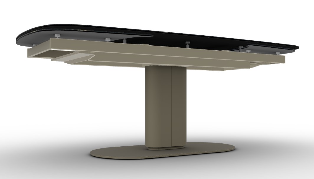 Cameo W78.8"-116.6" Rectangular Ceramic/Metal/Cannulated Wood Veneer Pedestal Extendable Dining Table w/Rounded Corners