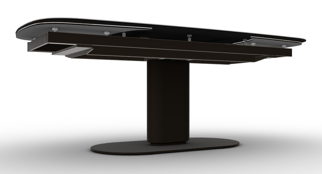 Cameo W78.8"-116.6" Rectangular Ceramic/Metal Pedestal Extendable Dining Table w/Rounded Corners