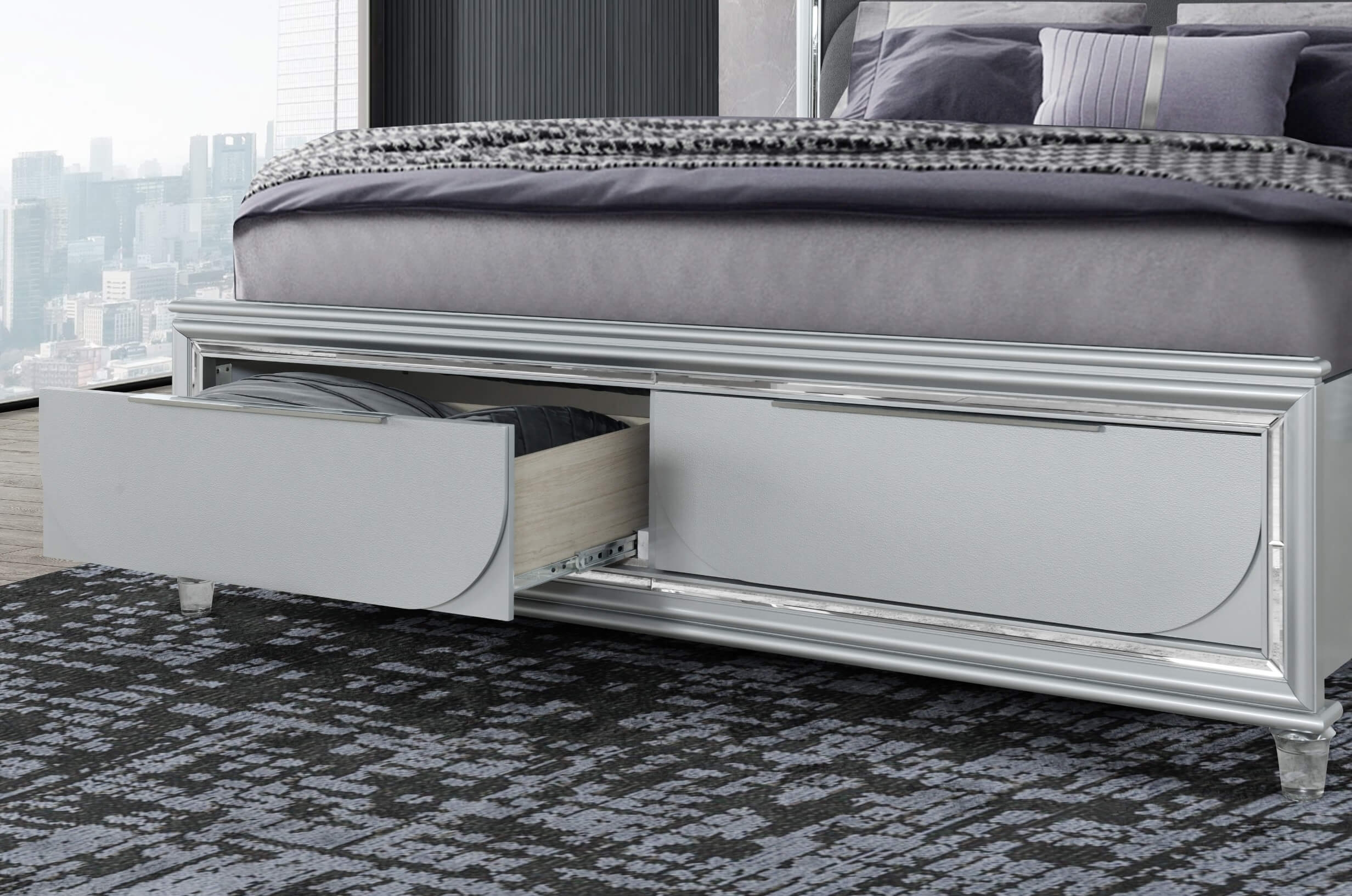 Caleb Wood Panel Storage Bed w/LED