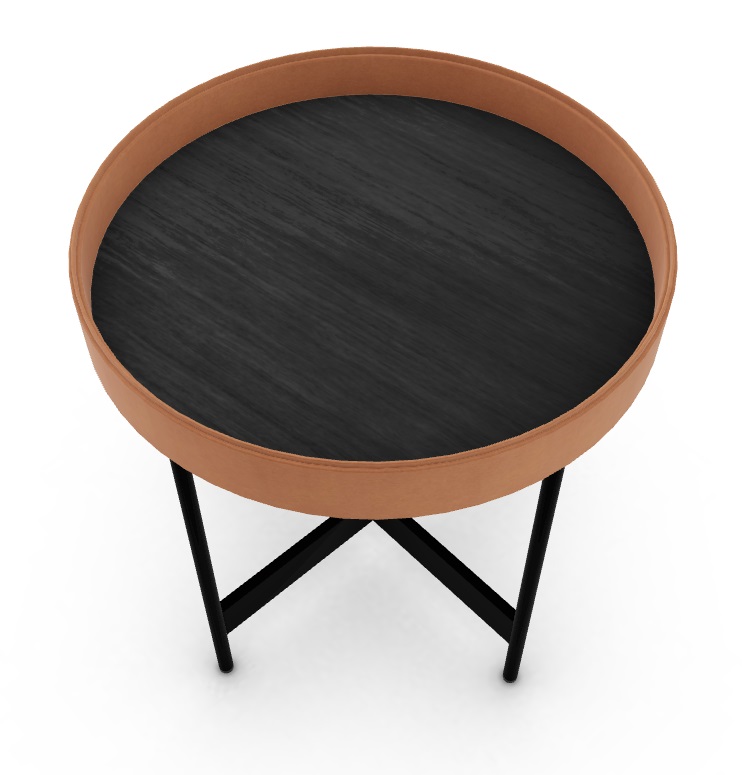Arena Metal/Regenerated Leather End Table w/Removable Tray