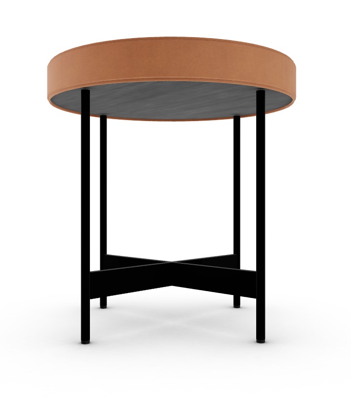 Arena Metal/Regenerated Leather End Table w/Removable Tray