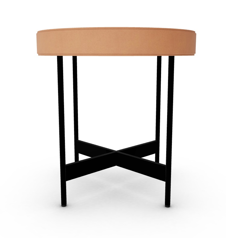 Arena Metal/Regenerated Leather End Table w/Removable Tray