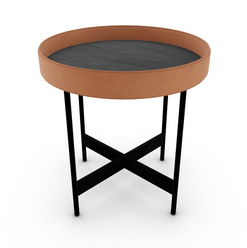 Arena Metal/Regenerated Leather End Table w/Removable Tray