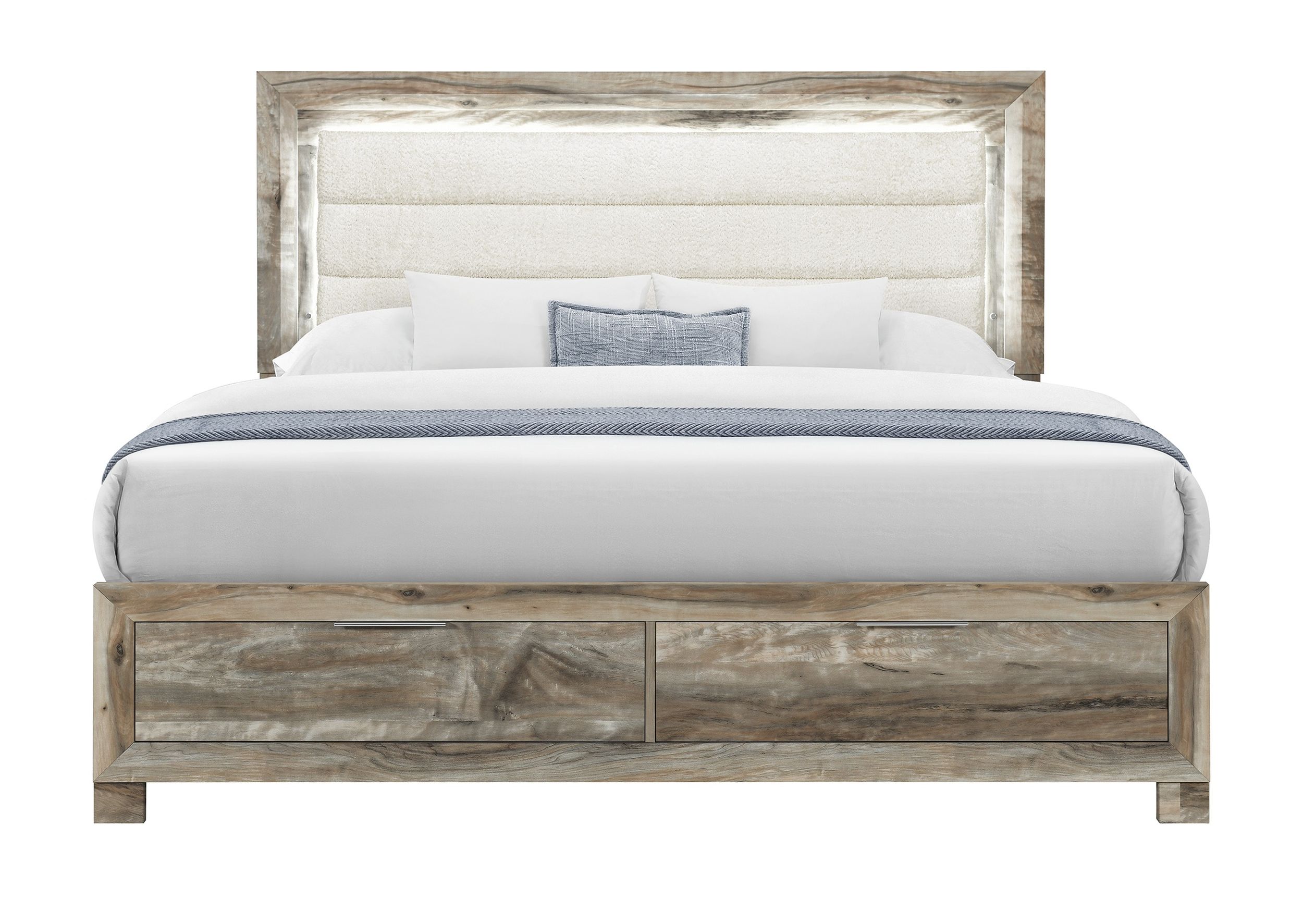 Callie King Size Panel Storage Bed with LED