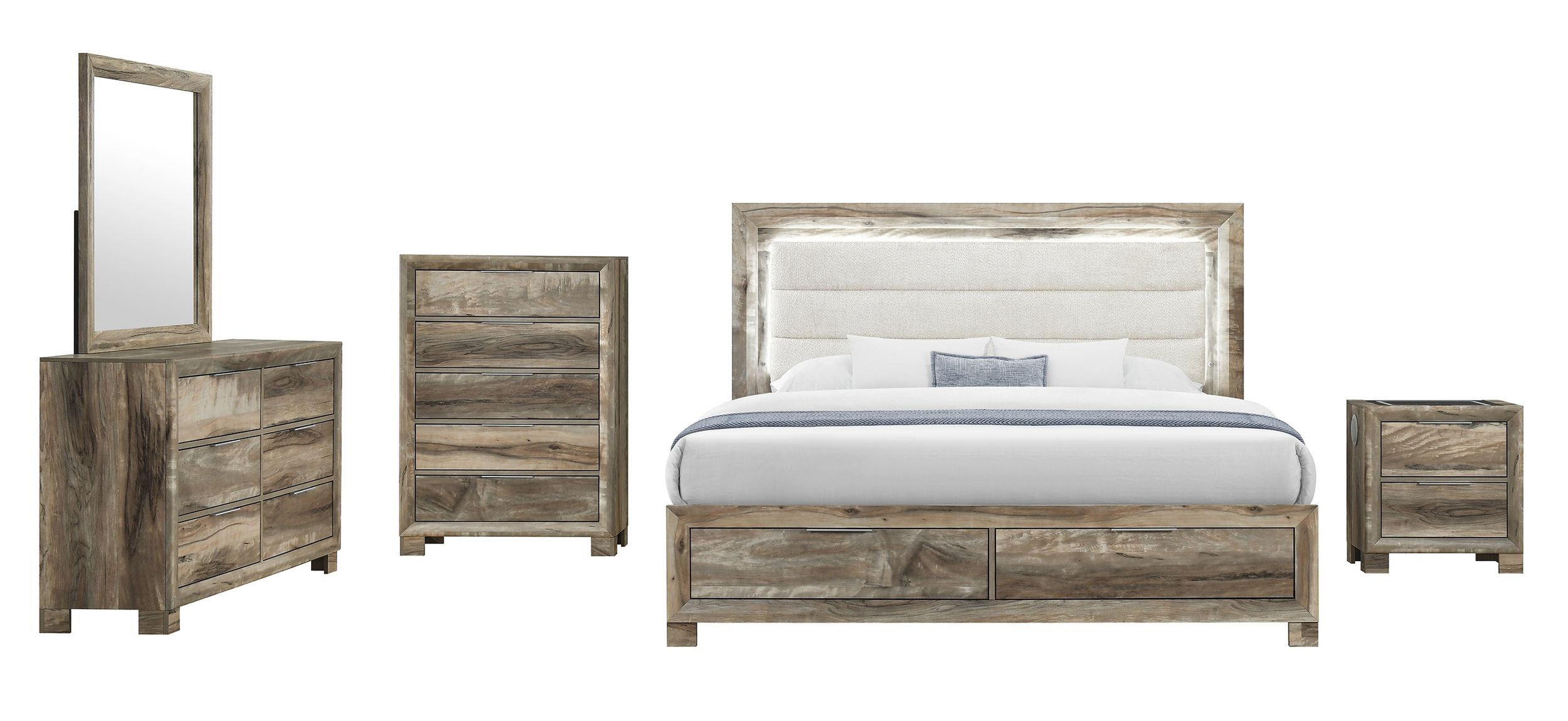 Callie Full Size Panel Storage Bed with LED