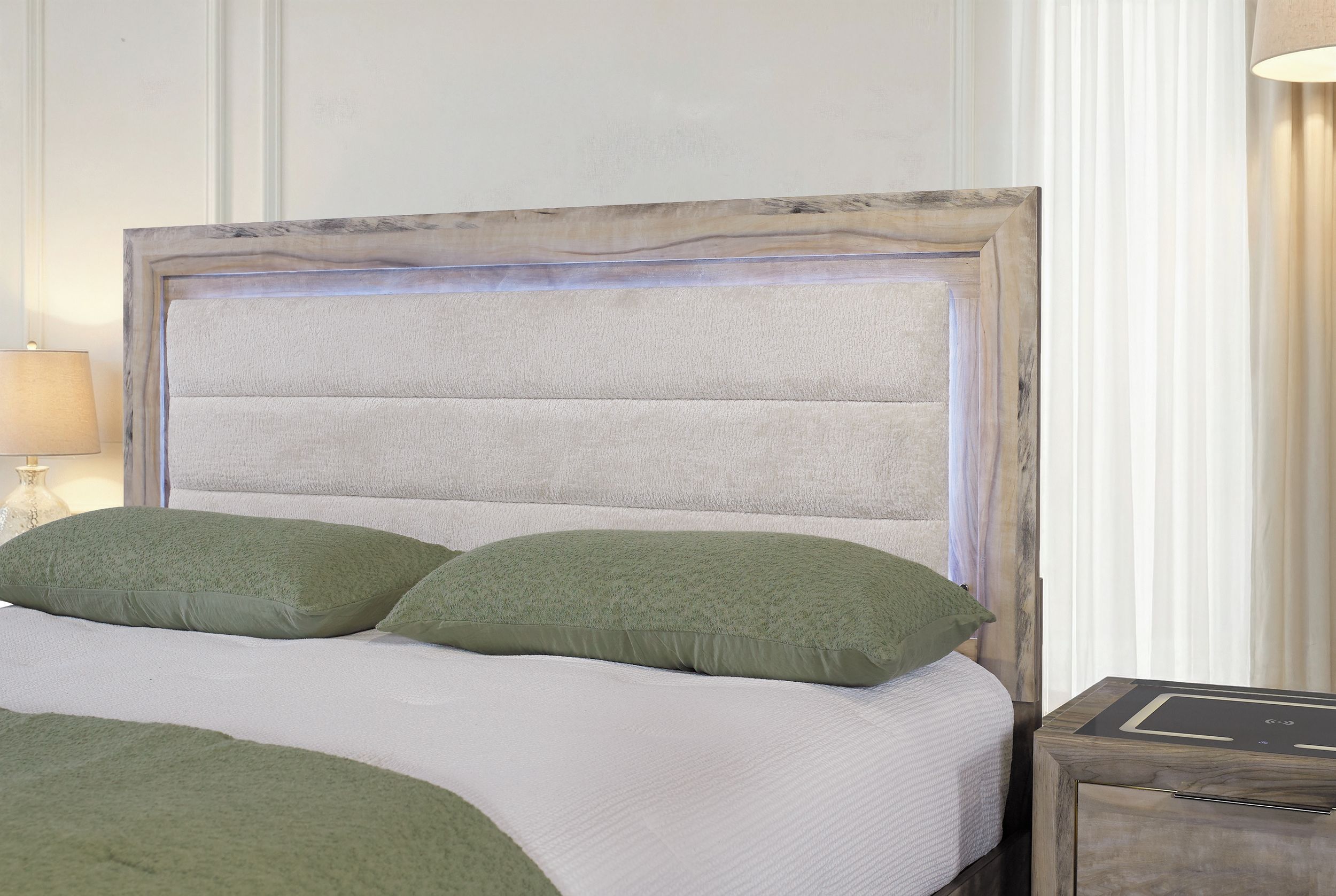 Callie King Size Panel Storage Bed with LED