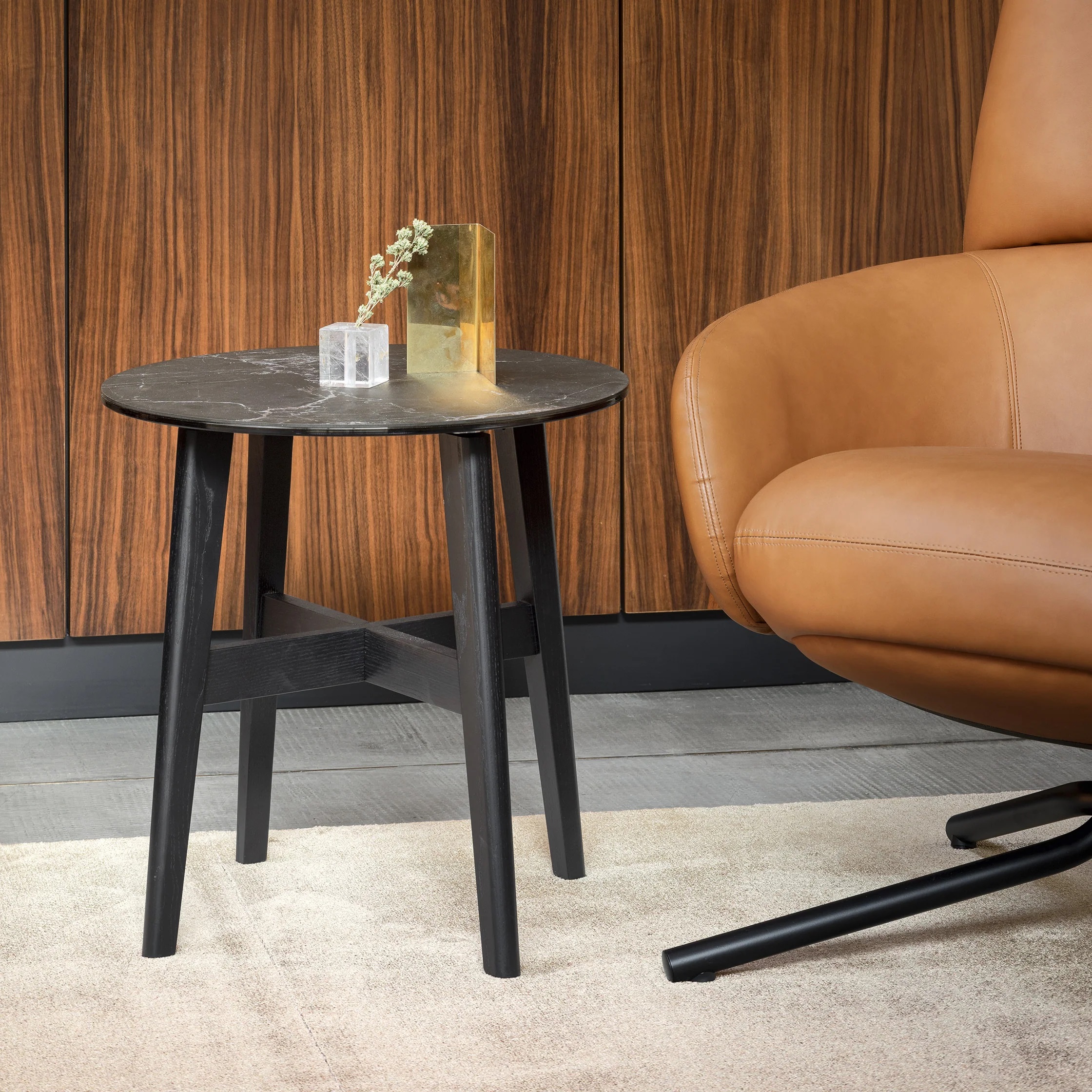 Abrey Laminated Ceramic-Glass/Wood Side Table