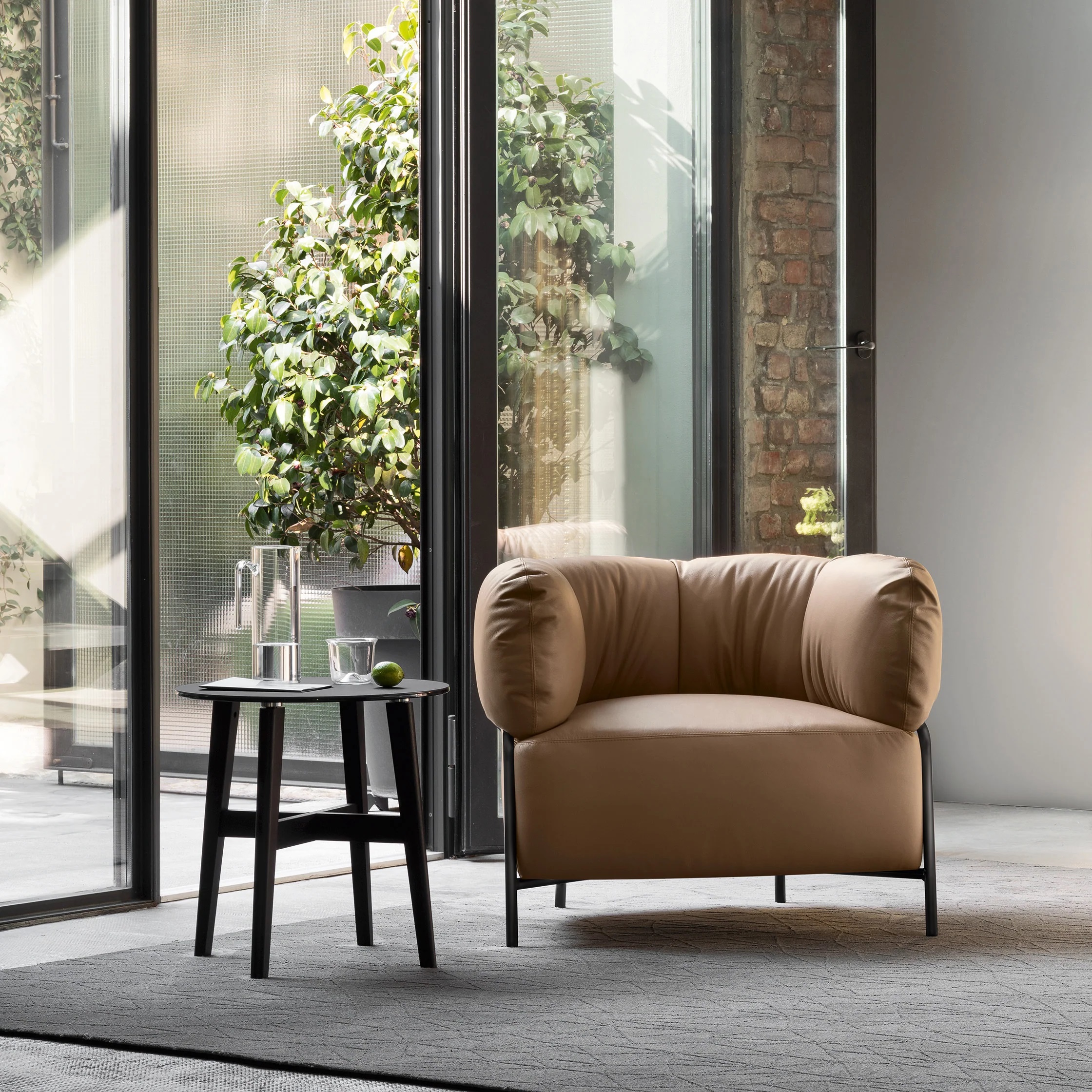 Abrey Laminated Ceramic-Glass/Wood Side Table
