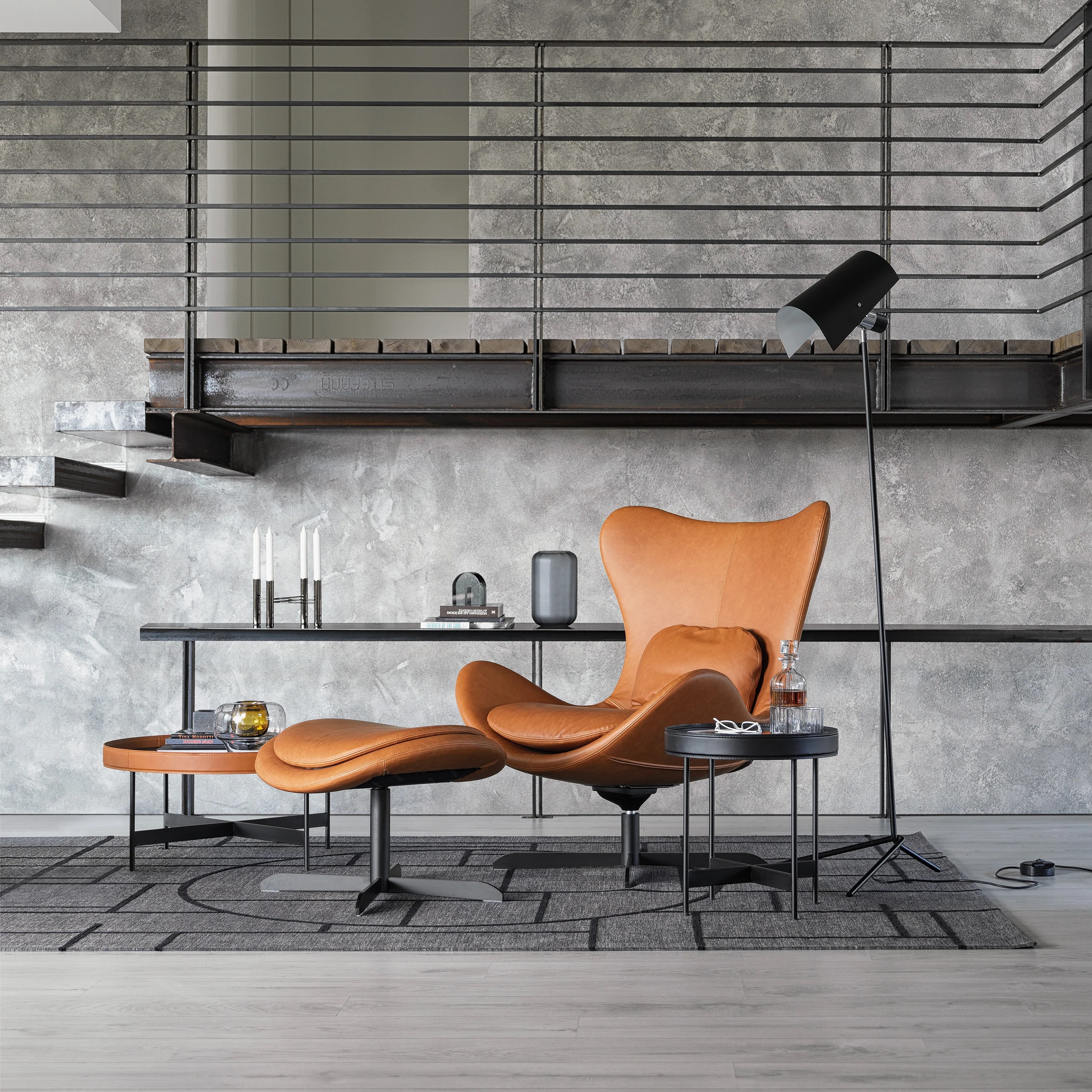 Arena Metal/Regenerated Leather Coffee Table