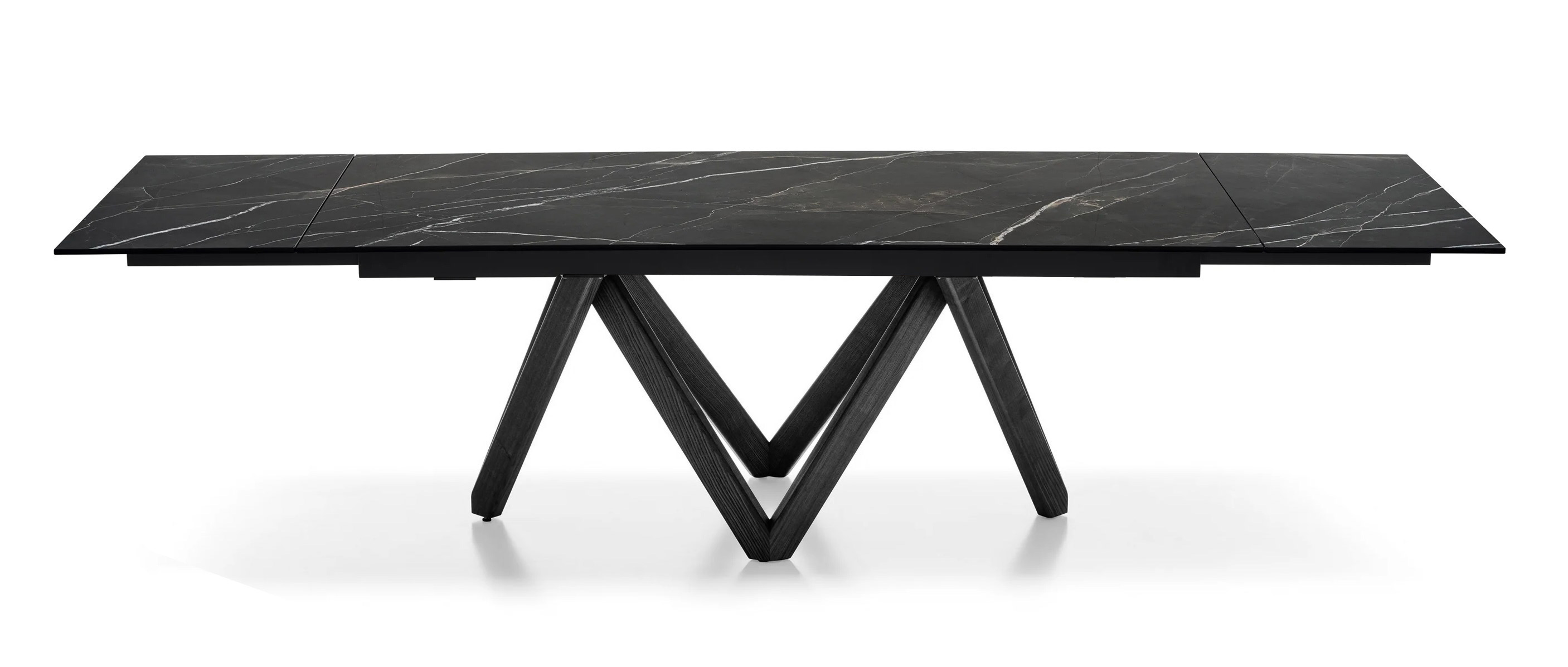Cartesio W78.8"-118.1" Rectangular Ceramic/Wood Extendable Dining Table