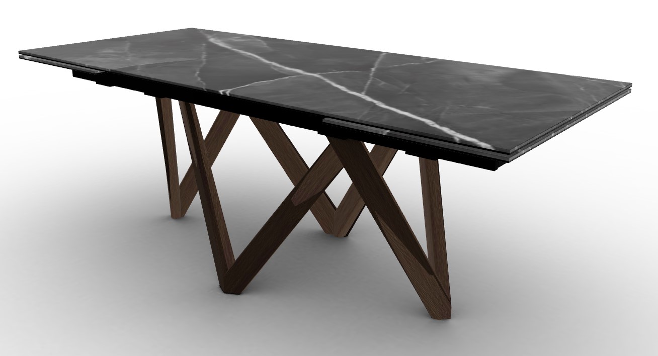 Cartesio W78.8"-118.1" Rectangular Ceramic/Wood Extendable Dining Table