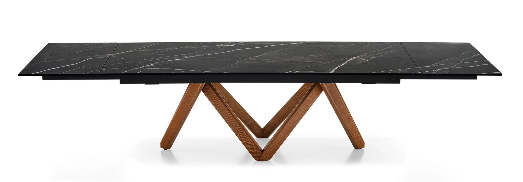 Cartesio W78.8"-118.1" Rectangular Ceramic/Wood Extendable Dining Table