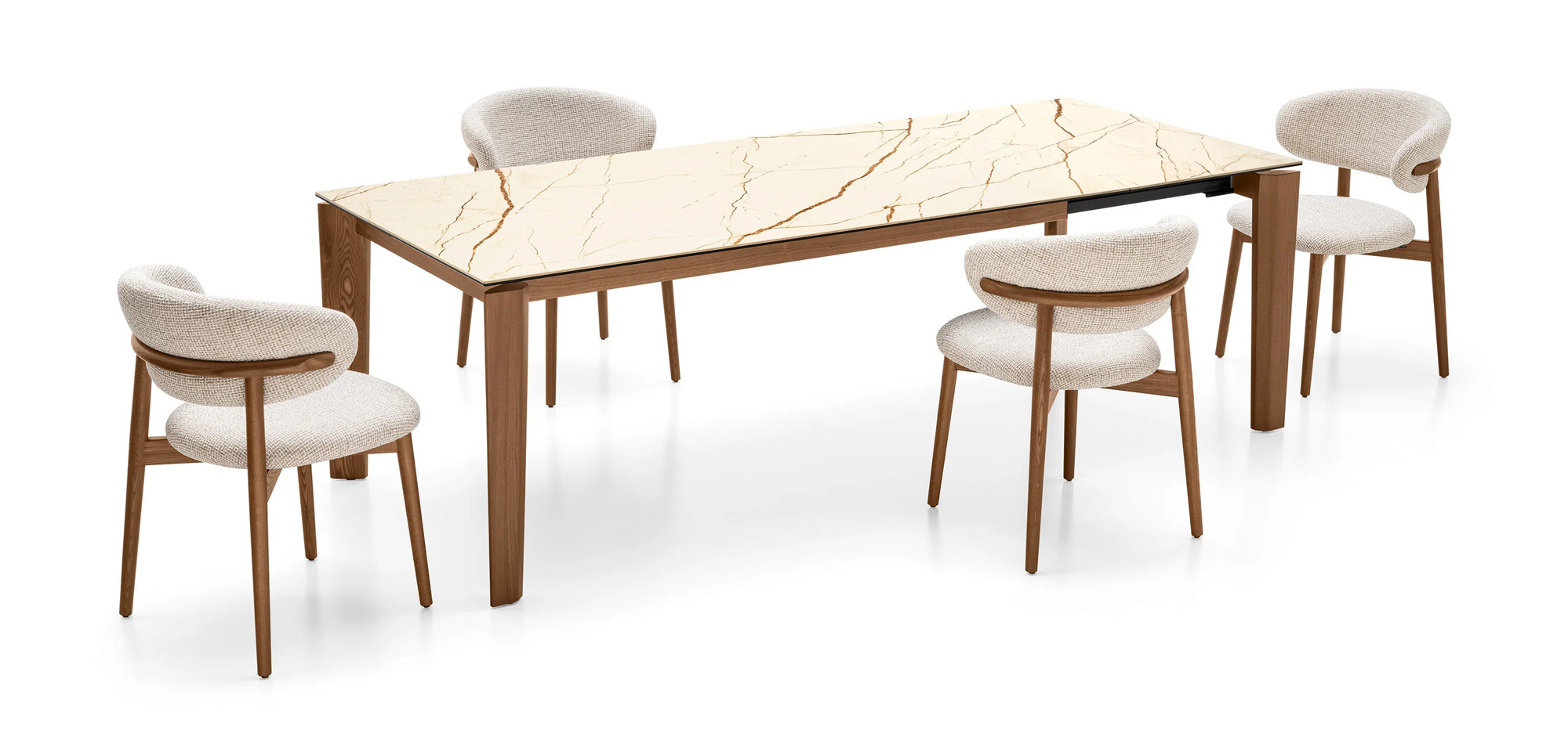 Dogma W70.9"-94.5" Rectangular Ceramic/Wood Extendable Dining Table