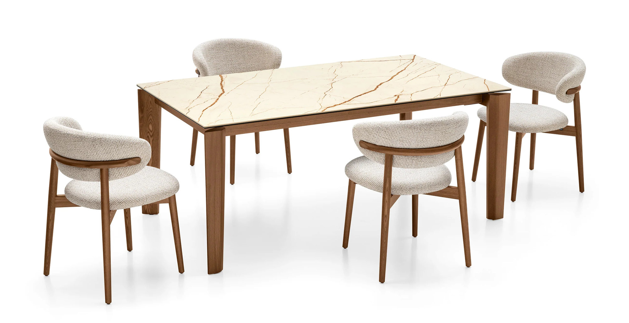Dogma W70.9"-94.5" Rectangular Ceramic/Wood Extendable Dining Table