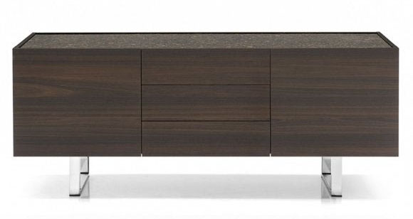 Horizon Ceramic/Wood/Metal Customizable Sideboard w/2 Doors & 3 Drawers & Metal Base