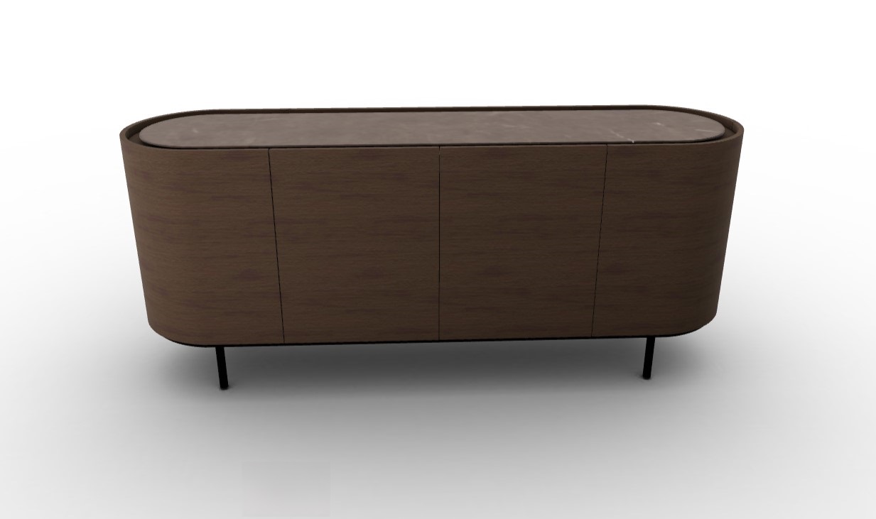 Lake Wood/Ceramic/Metal Sideboard w/4 Doors