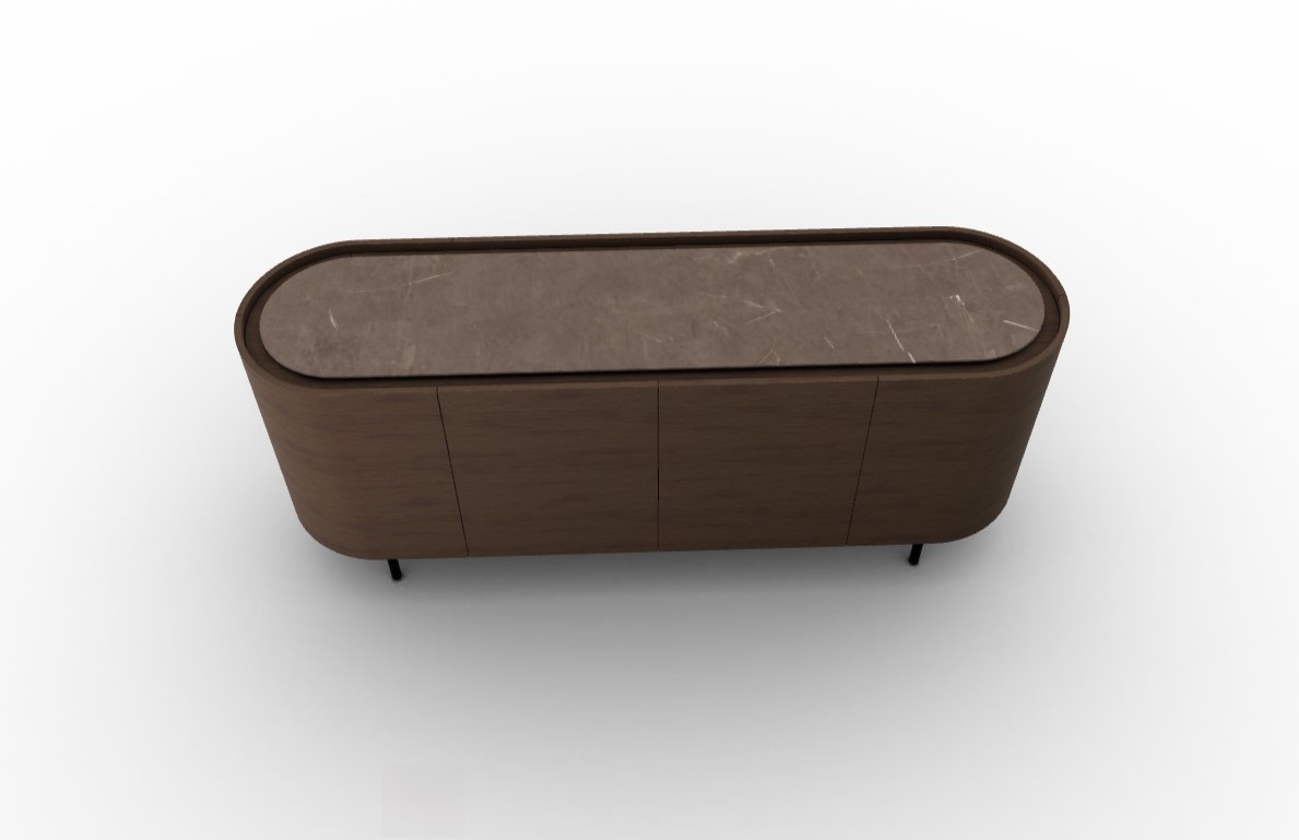 Lake Wood/Ceramic/Metal Sideboard w/4 Doors