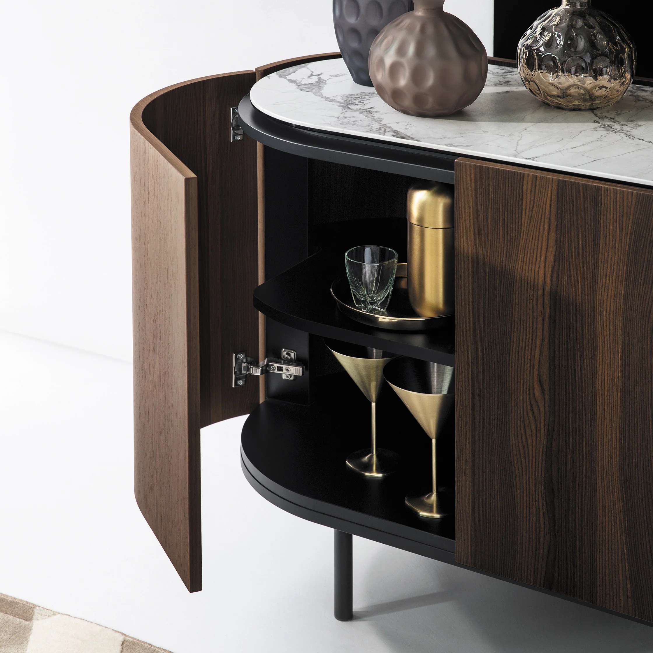 Lake Wood/Ceramic/Metal Sideboard w/4 Doors