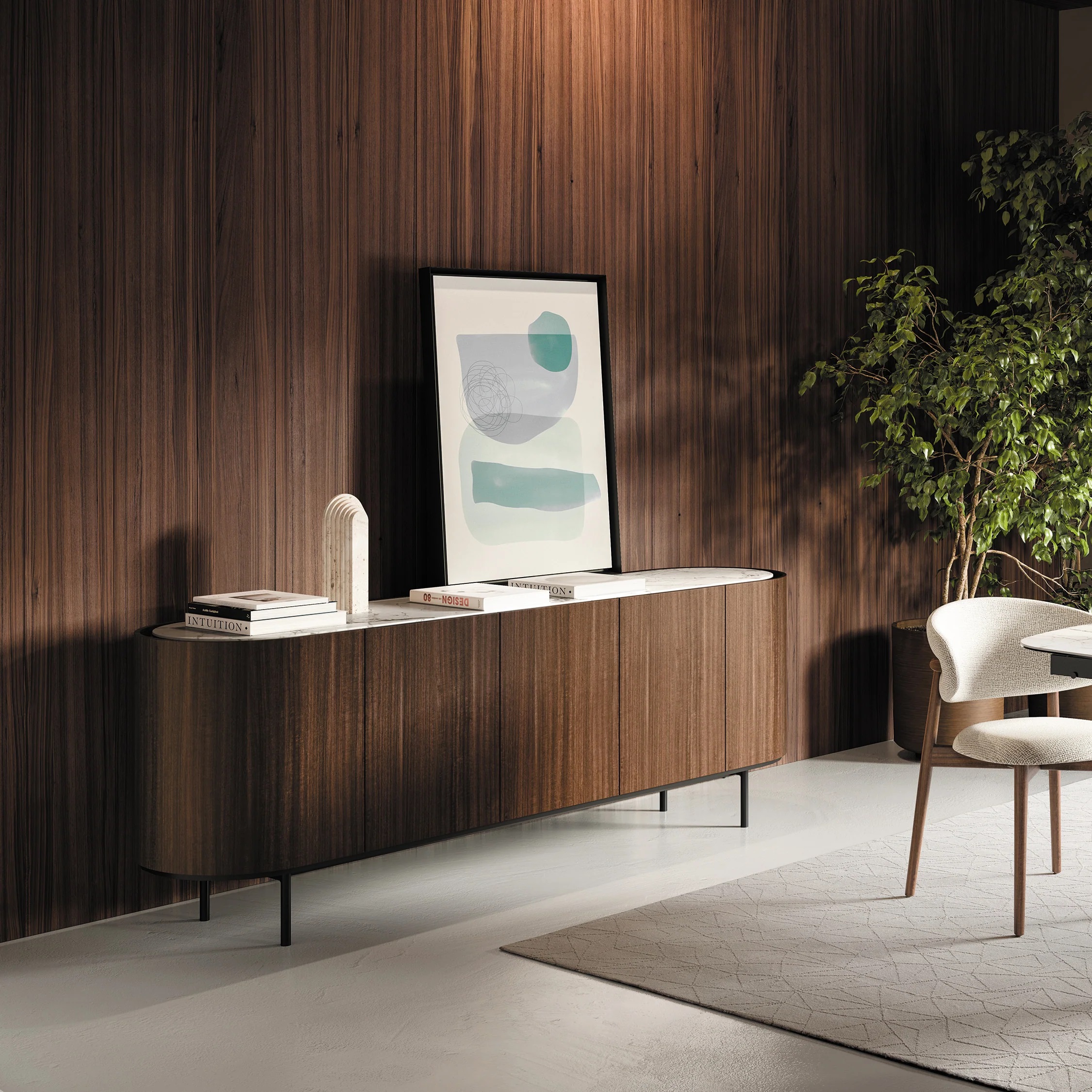 Lake Wood/Ceramic/Metal Sideboard w/5 Doors